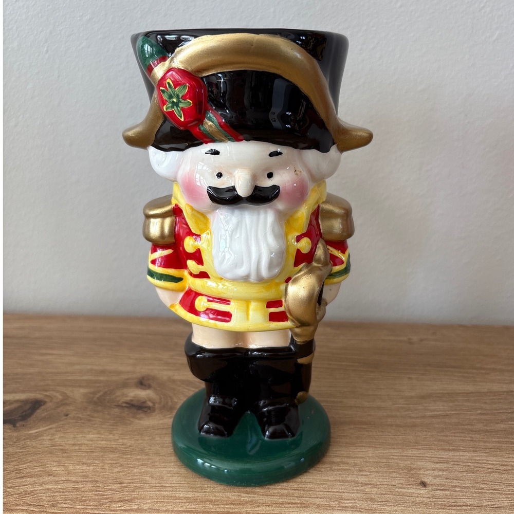 Vintage Teleflora Nutcracker Mug Ceramic Soldier Captain Holiday Christmas Gift‎